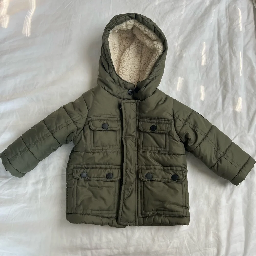 Ben Sherman Boys Winter Coat, Olive Green, Size 12 Months - Picture 1 of 7